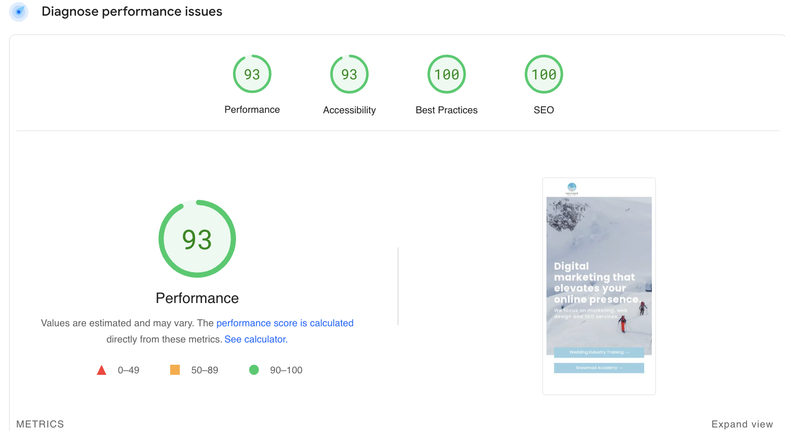 page speed insights with perfmatters