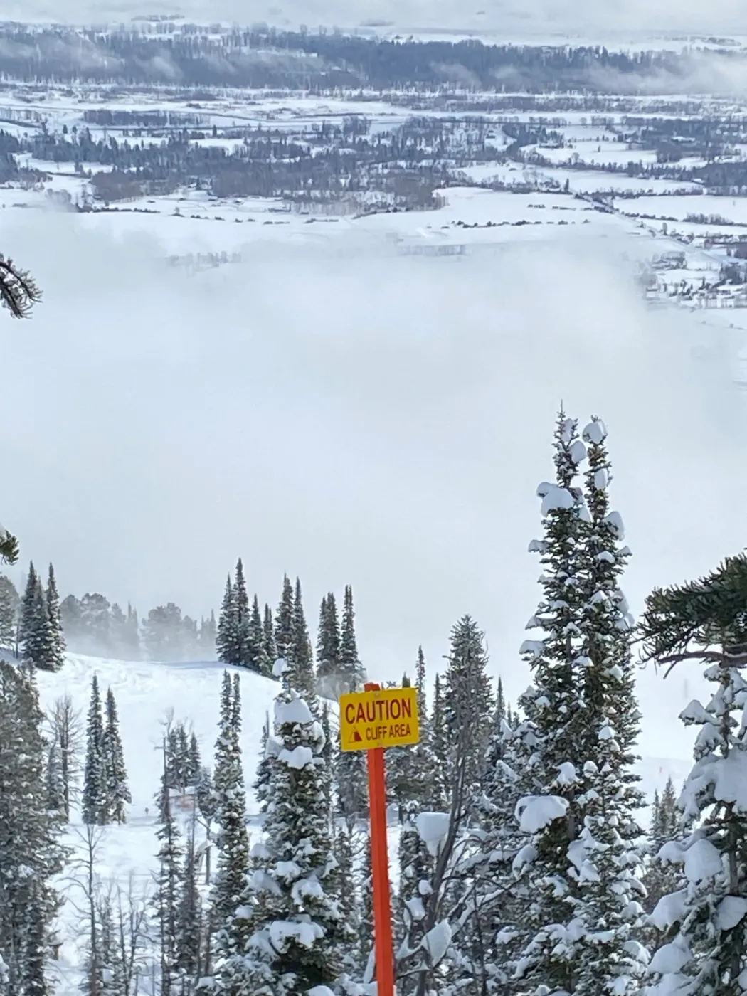 caution cliff area at jackson hole mountain resort