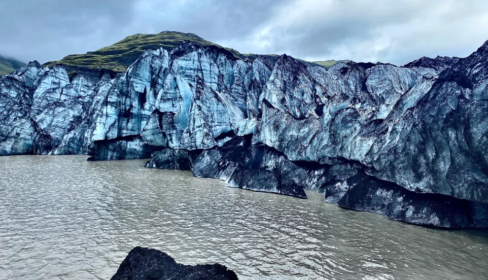 Solheimajokulll glacier icy blue Solheimajokulll glacier icy blue