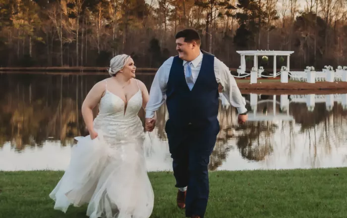 couple running in the field